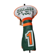 “May The Course Be With You” Driver Headcover — Green & Orange Retro Golf Cover