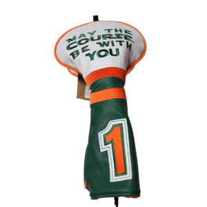 “May The Course Be With You” Driver Headcover — Green & Orange Retro Golf Cover