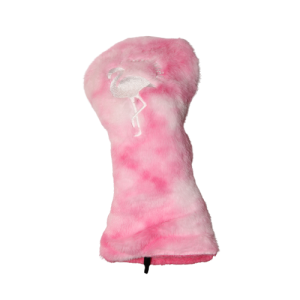 Pink Flamingo Plush Driver Headcover — Soft Fuzzy Tie-Dye Golf Cover