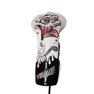 “I’M REAAADY!” Crazy Cartoon Driver Headcover — Black & White Golf Cover
