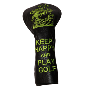 Keep Happy Neon Driver Headcover — Black & Lime Inspirational Golf Cover