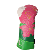 Pink Lily Floral Driver Headcover — Quilted Botanical Golf Cover