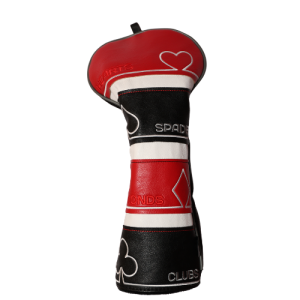 Card Suits Driver Headcover — Red & Black Playing Card Golf Cover