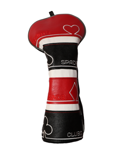 Card Suits Driver Headcover — Red & Black Playing Card Golf Cover