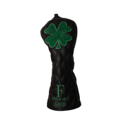 Lucky Clover Quilted Driver Headcover — Black & Green Shamrock Golf Cover