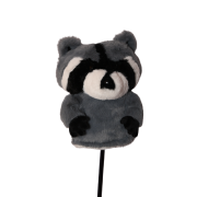 Plush Raccoon Driver Headcover — Soft Grey Bandit Mask Golf Cover